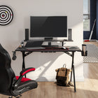 Emerge Vizon 47" Gaming Desk - Black-Width with attachments: 54.3"W