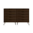Manhattan Comfort Rockefeller Mid-Century Modern Bedroom Dresser 3-Piece Set - Brown-19.02" L x 69.72" W x 44.57" H