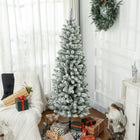 HOMCOM 6' Flocked Pencil Artificial Christmas Tree with Steel Base - Green-Flame retardant branches provide peace of mind 