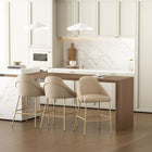 Manhattan Comfort Gracie 22" Modern Leatherette Upholstered Counter Stool - Tan and Gold - 3 Pack-Frame and Legs Features Choice of Fully Welded Black Steel or Gold Stainless Steel