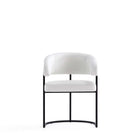 Manhattan Comfort Augusta 23.6" Modern Leatherette Upholstered Dining Chair - White - Set of 2-Rounded Backrest. Seat Height: 19.9"