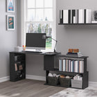 HOMCOM 47.25" L-Shaped Desk - Black-Large top surface provides ample desktop space for laptop, monitor or printer