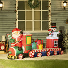 Outsunny 8' Inflatable Train with Santa Claus Christmas Decoration-White LED lights create a jolly, magical, and eye-catching effect 
