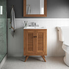 Modway Birdie 24" Bathroom Vanity - Natural/White-Teak Wood Construction