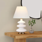 Hudson&Canal - Lampe de table Carleta (67,3 cm) avec abat-jour en tissu - Blanc/Blanc-Comprend un cordon de 6 pieds avec interrupteur à prise rotative