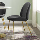Modway - Scoop Jambe en acier inoxydable doré Performance Velvet Chaise à manger - Noir-Tissu résistant aux taches