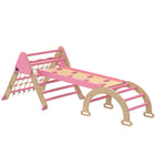 Qaba 8-in-1 Foldable Pikler Triangle Set with Arch, Ramp and Ladder - Pink-Features a triangle, arch and ramp for 8 imaginative play setups 
