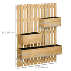 Outsunny Wall-Mounted Trellis with 3 Planter Boxes - 24" L x 6" W x 31.5" H - Natural-Wall mounted design includes two screws for easy installation 