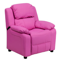 Flash Furniture – Fauteuil en vinyle inclinable pour enfant avec espace de rangement, style contemporain, rose vibrant-Fauteuil inclinable taille enfant