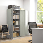 HOMCOM - Armoire de rangement en métal 71 po avec 2 portes - blanc-Quatre étagères réglables permettent une disposition flexible des objets 