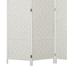 HOMCOM 3 Panels Hand-Woven Freestanding Room Divider for Home Office - White-Overall Dimension: 53.2"W x 0.8"D x 70.9"H (135 x 2 x 180cm)
