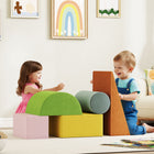 Qaba - Jouets d’escalade pour tout-petits - blocs d’escalade en mousse souple - orange/vert-Housse en velours doux et sans bords tranchants, douce pour la peau délicate 