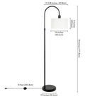 Hudson&Canal - Lampadaire Veronica Arc avec abat-jour en tissu - Bronze noirci/blanc-Comprend un cordon de 8 pieds avec interrupteur au pied