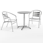Flash Furniture 23.5" Round Aluminum Indoor-Outdoor Table Set with 2 Slat Back Chairs-Table and Chair Set