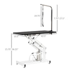 PawHut Height Adjustable Pet Grooming Table for Dogs - Black-Z style frame and H style base is professional and stability