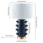 Hudson&Canal - Lampe de table en céramique Farrington de 66 cm de haut avec abat-jour en tissu - Bleu marine mat/blanc-Dimensions du produit : 16" L x 16" l x 25,5" H