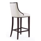 Manhattan Comfort - Tabouret de bar Fifth Avenue 19" traditionnel rembourré en similicuir - blanc perle et noyer - lot de 2-Livré chez vous entièrement assemblé ! Aucun assemblage requis
