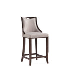 Manhattan Comfort - Emperor tabouret de bar traditionnel de 19 po en similicuir rembourré - gris clair - paquet de 2-Conception unique de la poignée pour une mobilité facile avec des coutures semi-linéaires