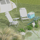 Outsunny Set of 2 Portable Camping Chair - Light Grey-Reclines up to 165° with 6-level backrest at needs