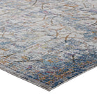 Modway - Minu Treillis floral vieilli Tapis de 5 pi l x 8 pi L - Bleu clair, jaune et orange-Résistant aux taches / Facile à nettoyer
