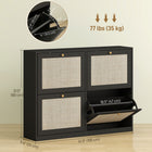 HOMCOM Narrow Shoe Cabinet with 4 Flip Drawers for Entryway Hallway - Black-Compact depth fits narrow spaces