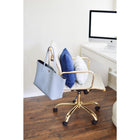 Plata Import - Antoni chaise de bureau en cuir PU tapisserie d'ameublement cadre doré à dossier bas, Blanc-Construction de cadre en aluminium