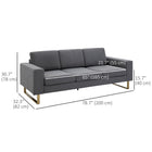 HOMCOM Modern Three Seat Linen Upholstery Lounge Sleeper - Dark Grey-Stress free linen fabrics to be durable and easy-to-clean  