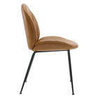 Modway - Scoop Jambe en acier revêtu de poudre noire Cuir végane Chaises de salle à manger Ensemble de 2 - Tan-Assemblée requise