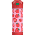 Thermos FUNtainer Vacuum Insulated Stainless Steel Water Bottle - 470mL - Strawberry Smiles-Sweat-proof exterior