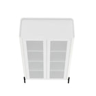 Manhattan Comfort Abbey Modern Bookcase and Sideboard - White - Set of 2-Cleaning: Wipe with a damp cloth, avoiding excessive moisture. Avoid: Harsh chemicals or abrasive cleaners that can damage the surface. Care: Keep away from excessive humidity, as product can swell or warp when exposed to water or moisture. Protection: Use coasters or mats to avoid scratches or stains