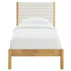 Modway Olea Channel Tufted Boucle Solid Wood Twin Platform Bed - Feather Oak-No Box Spring Needed