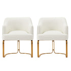 Manhattan Comfort Raya 25.2" Modern Leatherette Upholstered Dining Armchair - Cream - Set of 2-Modern Dining Chair for Dining Room and Task Chair Usage