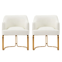 Manhattan Comfort - Lot de 2 fauteuils de salle à manger modernes Raya 25,2 po en similicuir crème-Chaise de salle à manger moderne pour salle à manger et usage de chaise de travail
