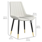 HOMCOM Dining Chairs, Upholstered in PU Leather for Kitchen - Cream White - Set of 2-Sturdy steel legs give you support to maintain a stable position