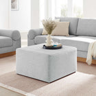 Modway - Callum Gros tissu carré tissé en bruyère de 28" Rembourré Ottoman - Tissage à bruyère gris clair-Glissements au pied sans marquer