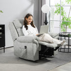 HOMCOM Manual Recliner with Vibration Massage and Side Pockets - Grey-Reclines up to 135° with a pull-tab mechanism and footrest