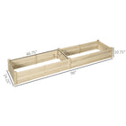 Outsunny Wooden 2-Section Raised Garden Bed with Fabric Liner - 96" L x 24.25" W x 10.75" H - Natural-Elevated flower planter box keep weeds away and protect the plants from submergence 