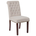 Flash Furniture - Chaise Parsons en tissu beige de la série HERCULES avec finition couleur noyer-Rembourrage en tissu beige