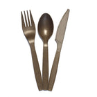 Eco Dinnerware Wrapped Cutlery Set - 300 Pack-Brown, Coffee bean chaff