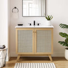 Modway Soma 36" Bathroom Vanity Cabinet - Oak-Metal Doorknobs