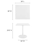 Modway Lippa 28" Square Wood Dining Table - White-Lacquered MDF Tabletop