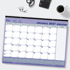 Blueline - 2027 Calendrier sous-main mensuel avec bande en vinyle - 21 1/4 po x 16 po - bilingue-Feuilles reliées en haut, perforées pour un détachement facile