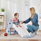 Qaba - Toboggan 3 en 1 pour enfants avec grimpeur et panier de basket - bleu-Le toboggan garantit des heures de plaisir actif pour les plus jeunes 