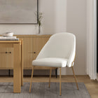 Manhattan Comfort Gracie 24.2" Modern Leatherette Upholstered Dining Chair - White and Gold-Frame and Legs Features Choice of Fully Welded Black Steel or Gold Stainless Steel