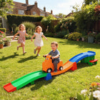 Qaba 9.8 ft Up and Down Roller Coaster with Side Steps - Multicoloured-4 pieces tracks with guardrails ensure safe excitement 