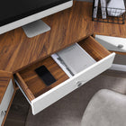 Modway Transmit 47" Wall Mount Corner Walnut Office Desk - Walnut White-Full-Extension Drawers