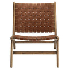 Modway - Saoirse Cuir Fauteuil lounge d’accent en bois - Brun noyer-7