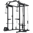 Soozier Multi-Functional Power Rack - Smith Machine with Pull Up Bar-Full-body training with pull-up, pulley, butterfly and leg press stations 