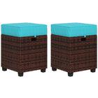 Outsunny - Ensemble de 2 poufs en osier pour patio avec poignée pour jardin, arrière-cour, bord de piscine, bleu ciel-L'ensemble de poufs en rotin comprend deux poufs, vous pouvez vous asseoir dessus ou y poser vos pieds