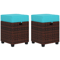 Outsunny - Ensemble de 2 poufs en osier pour patio avec poignée pour jardin, arrière-cour, bord de piscine, bleu ciel-L'ensemble de poufs en rotin comprend deux poufs, vous pouvez vous asseoir dessus ou y poser vos pieds